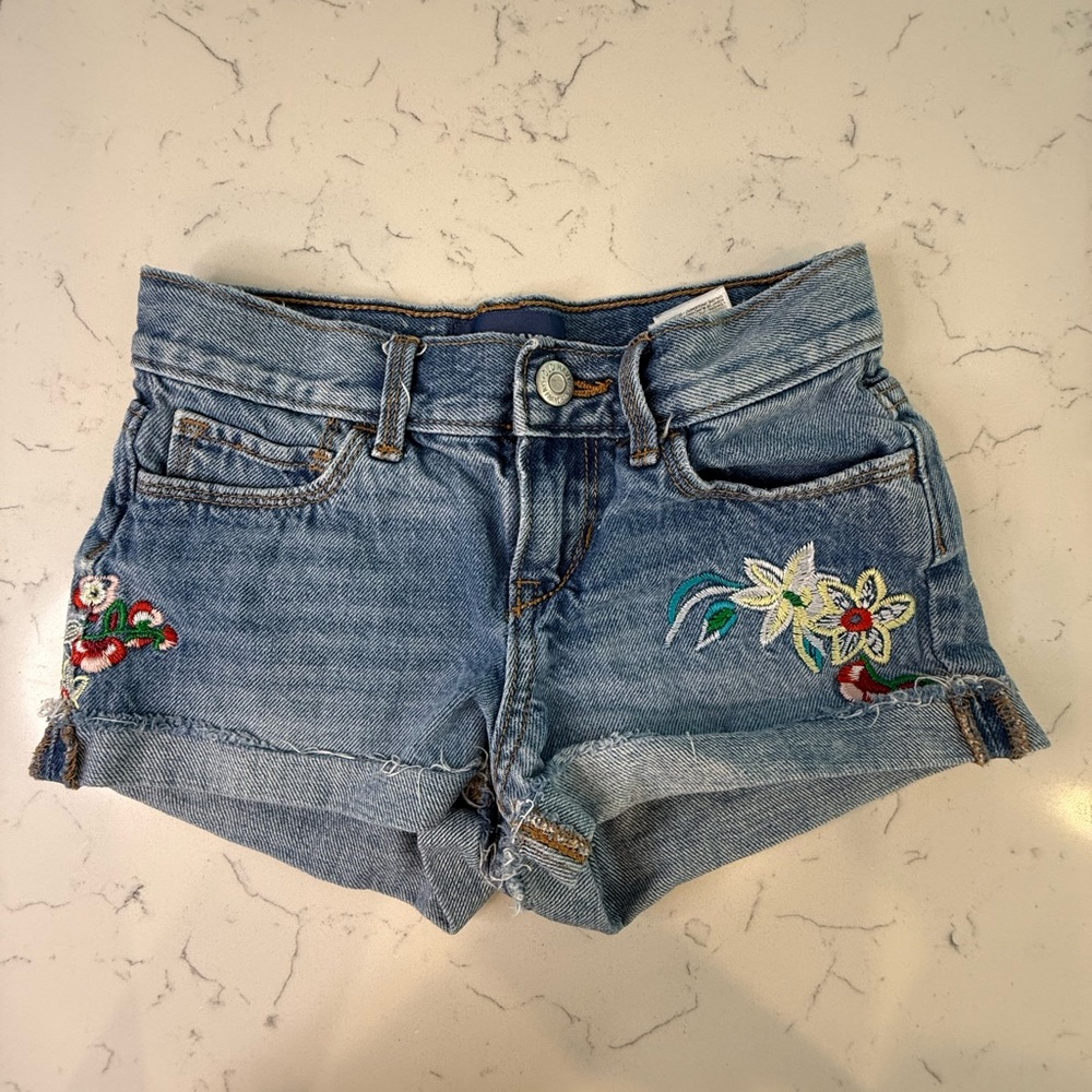 Old Navy Blue Floral Embroidered Shorts